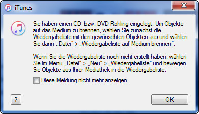 iTunes Message