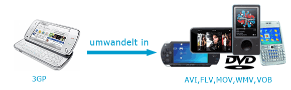 3GP Converter kann 3gp Videos in WMV, FLV, AVI umwandeln.