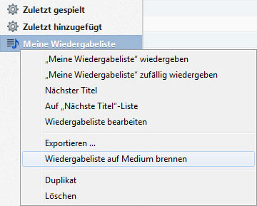 Wiedergabeliste auswählen