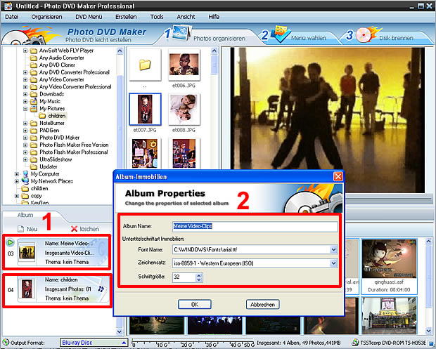 Arbeiten Sie den Details für die Fotos und Videos mit Photo DVD Maker