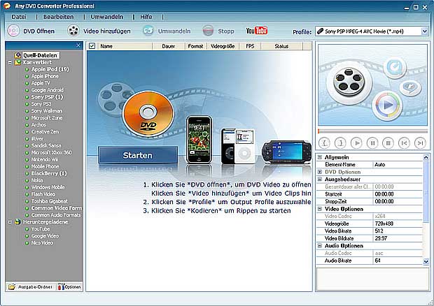 DVD Converter für iPod, iPhone und Zune