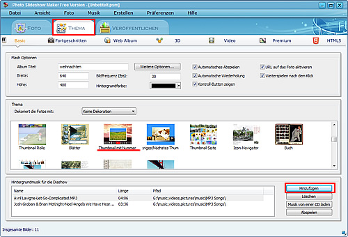 Photo Flash Maker Free erstellt Flash Diashow mit Hintergrunkmusik und Übergänge